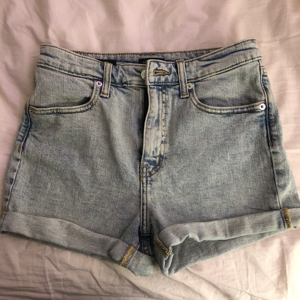 light blue jean shorts